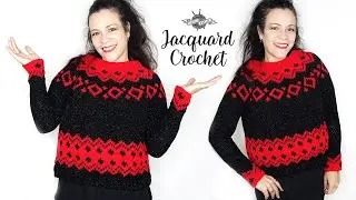 TUTORIEL JACQUARD de Noel au crochet top down avec les diagrammes
