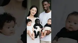 One black and two white baby with parents ❤️🖤