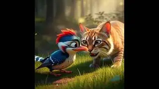 animation cartoon Wild Animals Like Cute Little Woodpeckers And Cats#shorts #animation #viral