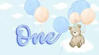 Blue Bear Theme First Birthday Party Banner Background | 3 Hour Loop