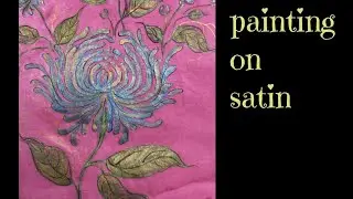 fabric painting /free hand fabric painting on satin cloth/how to  use pearl colours/suit painting