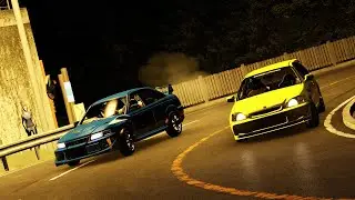 Touge Battle Akina Downhill-Civic EK9 vs Lancer EVO VI-Assetto Corsa