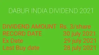 DABUR INDIA SHARE DIVIDEND 2021 RECORD DATE