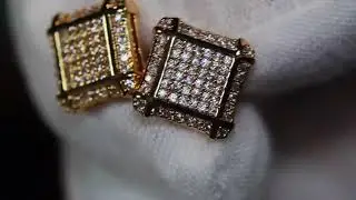 Iced Out Ear Studs, Hip Hop Ear Studs, Mens Diamond Ear Studs, Womens Diamond Ear Studs