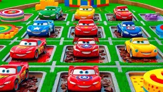 Giant TRANSFORM RAINBOW, LEGO, ICECREAM, LAVA PITS VS Lightning McQueen & PIXAR CARS - Teardown