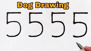 How to Draw Dog From Number 5555 | Easy Dog Drawing | Animals Drawing | Number Drawing / Dog Drawing