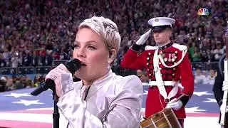 SUPERBOWL HALFTIME SHOW 2018  - Pink singing National Anthem & Justin's tribute to Prince
