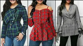 Top Trending And Demanding Stylish Check/Plaid Print Tops/Blouse/Shirts Design For Girls