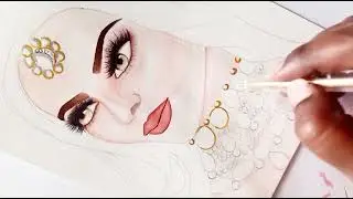 Hand Drawn illustration Of Beautiful Girl Getting Ready For Her Wedding day 🎨🖌️