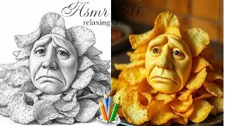 ASMR AI Video POTATO CHIPS and B&W draw Potato chips