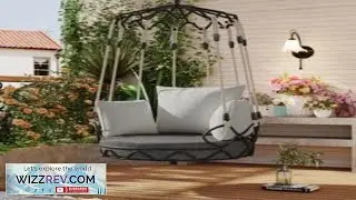 NEW Gray Swing Chair Hanging Basket with UV Resistant Cushion for Outdoor