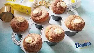 Couture Golden Sugar Pastry Cream Stuffed Cruffins by @sashacakeschicago | Domino&reg; Sugar