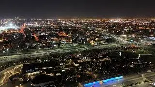 How is Kuwait's Beauty at Night? Drone Flight, Full Moon with planes passing next to it & Fountains