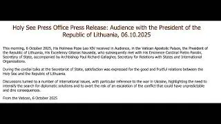Press Release: Audience with the President of the Republic of Lithuania (10/06/25)