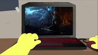 Smiling friends - Charlie playing video game, green screen meme. (Witcher 3 edition) 