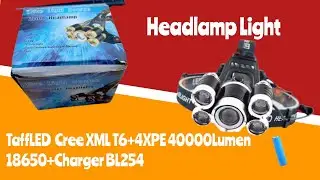 TaffLED Headlamp Light Cree XML T6+4XPE 40000Lumen 18650+Charger BL254 New Product