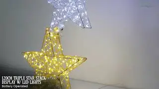 Christabelle 120cm Christmas Triple Star Display with Lights