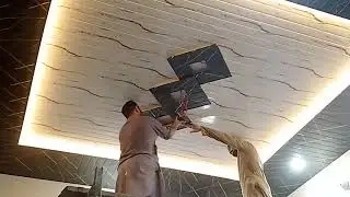 4 Room ready for PVC palling ceiling Black Border And white marble Screen 