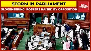 Storm In Parliament: Sloganeering, Posters Raised By Opposition MPs In Lok Sabha | Breaking News