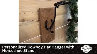 Personalized Cowboy Hat Hanger with Horseshoe Stand