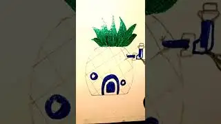 glitter pineapple house with spongeBob | batool art design #shorts