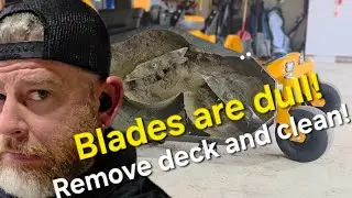 How to remove and clean your mower deck! Bonus: Sharpen your blades!