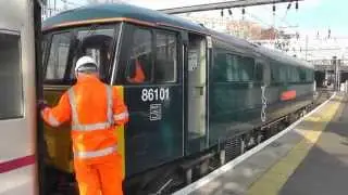 86101 / 87002 on Caledonian Sleeper ECS Duties, at London Euston,10th April 2015