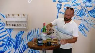Aviation Cocktail with Blue Light Caribbean Gin