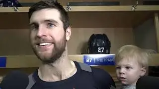 Alex Pietrangelo's son crashes dad's post game interview