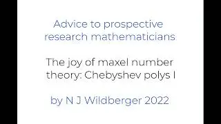 Advice for research mathematicians | The joy of maxel number theory: Chebyshev polys I | Wild Egg