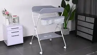 Baby Changing Table, Folding Diaper Station Nursery Organizer for Infant - LIVINGbasics&reg;