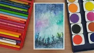 watercolor landscape, 풍경화 그리기, 수채화, colorful sky with watercolor