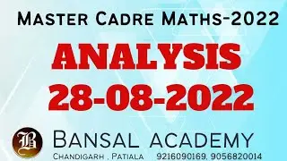 Master cadre maths / 28 august 2022 maths paper analysis  / cut off / Bansal academy