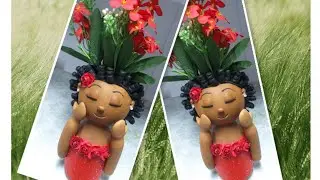 Floreira Black - Reciclagem no Biscuit- Africana