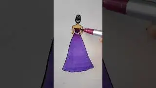 Diy Beautiful dress 👗⚡ coloring #shorts #satisfying #dress coloring #girl drawing