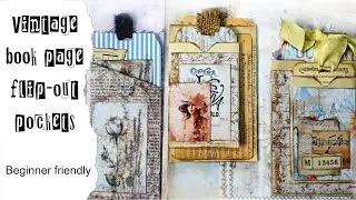 Vintage book page flipout pockets