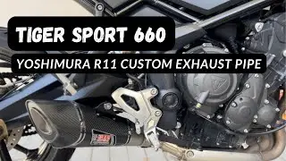 Tiger Sport 660 Sound Check Stock  vs Yoshimura R11 61mm exhaust pipe
