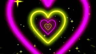 7 Hours Neon led lights Heart Tunnel Particles | Heart Background Disco Pink Yellow TV wallpaper