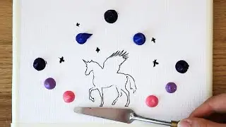 🦄 Единорог под луной | Шаг за шагом Акриловая живопись для начинающих # 159