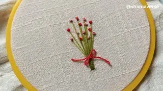 Cute Mini Flower Bouquet Embroidery💐 | Easy French Knot Stitch Tutorial | Simple Hand Embroidery✨