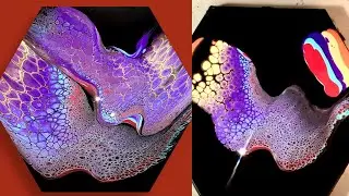 (169) Красивые фиолетовые штрихи! Как получить золотые линии вокруг ячеек с помощью техники акрил...
