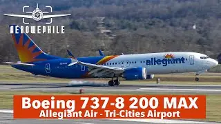 Allegiant Air Boeing 737-8 200 MAX Arrives and Departs from Tri-Cities Airport (KTRI) 22Dec24