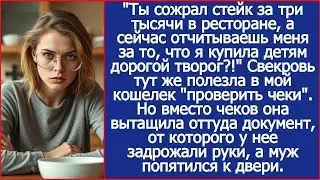 Ты позволил себе стейк за три тысячи в ресторане, а вечером отчитывал меня за дорогой творог дет