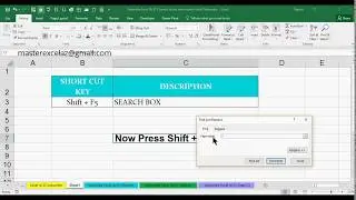 Shift + F5 Shortcut Key with Example in MS Excel Spreadsheet 2016