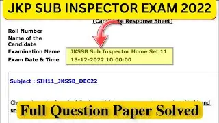 JKP SI Original Question Paper Solved | JKP SI Previous Year Question Paper Solved