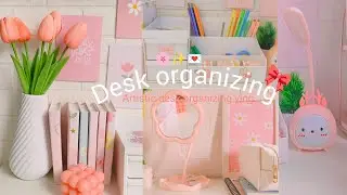Desk organizing 🎀🌸|| pinterest inspired Artistic desk #desksetup 