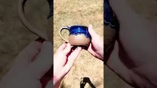 basic cobalt blue meets brown clay mug. #ceramics #pottery #artshorts #glaze #ceramicglaze