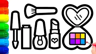 Colorful Makeup tools drawing