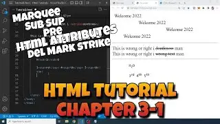 HTML Tutorial 02 - Basic HTML Tags - Marquee, del, sup, sub, pre, strike, mark - Sajeev vlogs