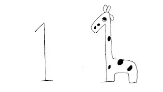 how to turn number 1 into giraffe CARTOON for KIDS | Learn how to draw easy